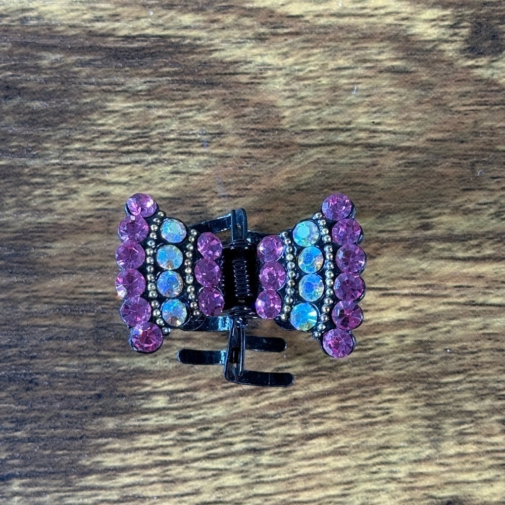 Pink and Blue Rhinestone Hair Clip